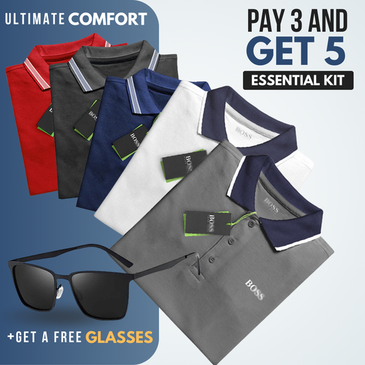 [KAUFE 3 ERHALTE 5] Essential Kit Poloshirts (5er-Pack)